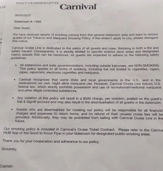 carnival smoking policy
