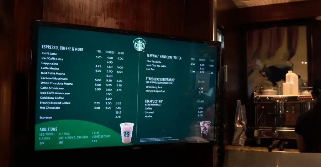 starbucks menu on starbucks